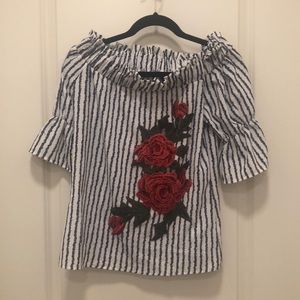 Yoyo 5 Embroidered Off Shoulder Top